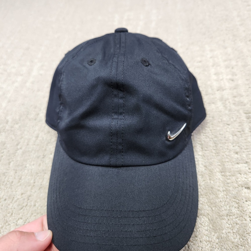 Nike Dri-FIT Club Cap Mens Black Adjustable Hat FB5064-010 Metal Swoosh Logo